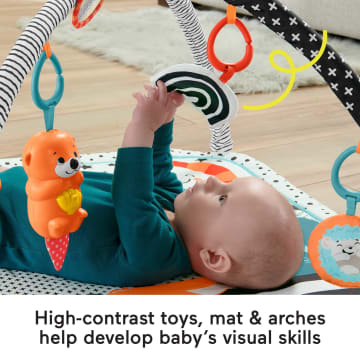 Fisher-Price 3-In-1 Baby Gym And Activity Mat With Hedgehog Plush And 5 Newborn Toys