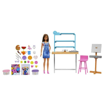 Barbie Relax And Create Art Studio, Barbie Doll (11.5 Inches), 25+ Creation Accessories For Pottery Making & Painting