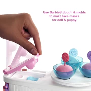 Barbie Face Mask Spa Day Playset, Brunette Barbie Doll, Puppy, Molding Toy & Dough Doll Playset