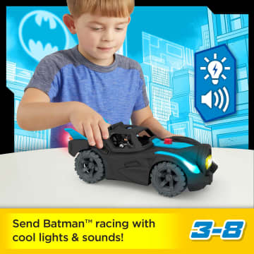 Imaginext DC Super Friends Lights & Sounds Batmobile, Batman Figure & Vehicle, 3-Piece Preschool Toys