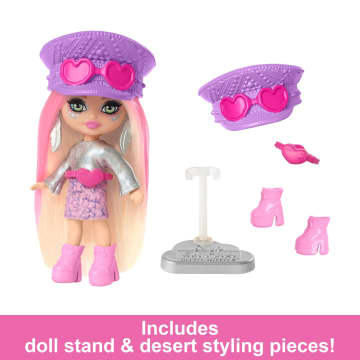Barbie Extra Mini Minis Travel Doll With Desert Fashion, Barbie Extra Fly - Imagen 3 de 6