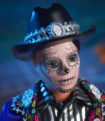 2023 Día De Muertos Ken Doll Wearing Blue Jacket And Black Hat, Barbie Signature Collectible