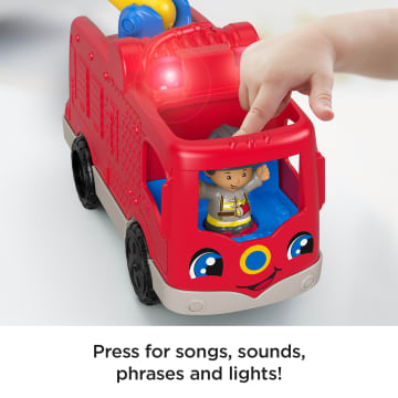 Fisher-Price Little People Fire Truck Toy With Lights And Sounds, 2 Figures, Toddler Toy