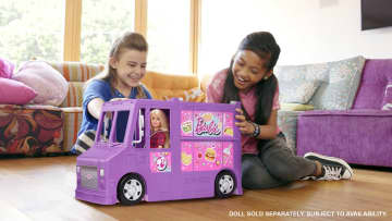 Barbie Fresh 'n Fun Food Truck Playset With Blonde Doll & 30+ Accessories. Lift Side For Kitchen