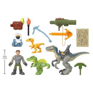 Imaginext Jurassic World Owen Grady & Blue, Track & Trail Dino Pack, 12-Piece Dinosaur Toys