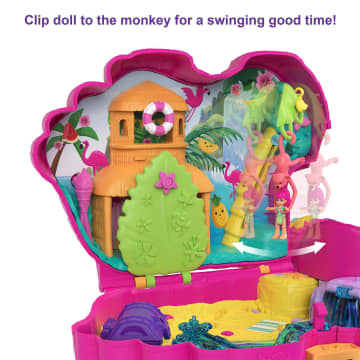 Polly Pocket Mini Toys, Compact Playset And 2 Dolls, Flamingo Party
