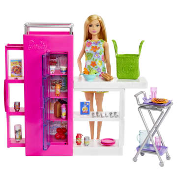 Barbie Doll And Ultimate Pantry Playset, Barbie Kitchen Add-On With 30+ Food-Themed Pieces