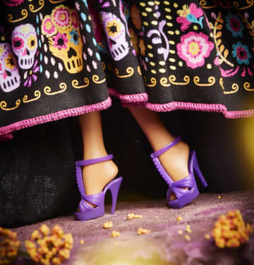 Barbie 2021 Dia De Muertos Doll (11.5-In) Wearing Embroidered Dress & Calavera Face Paint