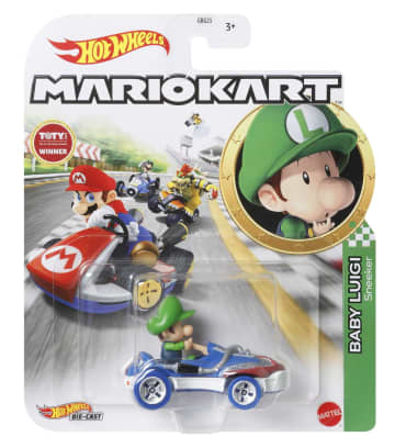 Hot Wheels Mario Kart Veículo de Brinquedo Baby Luigi Sneeker