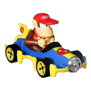 Hot Wheels Mario Kart Vehículo de Juguete Paquete de 4 con Diddy Kong, Waluigi, Toad y Yoshi azul - Image 5 of 6