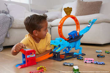 Hot Wheels City T-Rex Loop And Stunt Playset, Track Set With 1 Toy Car