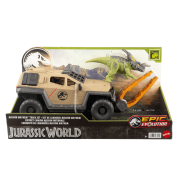 Jurassic World Mission Mayhem Truck & Dinosaur Action Figure Toy Set With Flipping Feature - Image 6 of 6