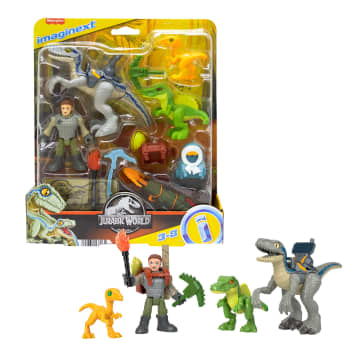 Imaginext Jurassic World Owen Grady & Blue, Track & Trail Dino Pack, 12-Piece Dinosaur Toys