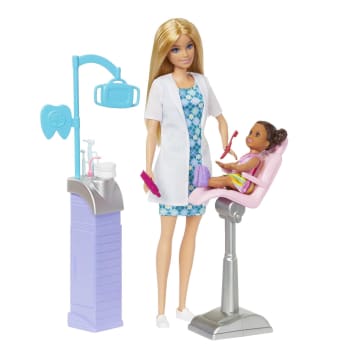 Barbie-Métiers-Coffret Poupée Barbie dentiste et Accessoires