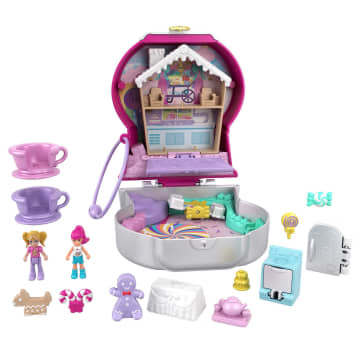 Polly Pocket Candy Cutie Gumball Compact Playset With 2 Micro Dolls & Accessories, Travel Toys