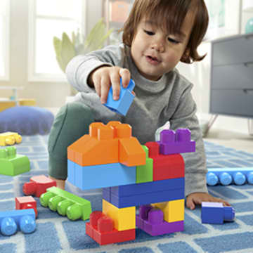 MEGA BLOKS 80-Piece Big Building Bag Blocks For Toddlers 1-3, Blue