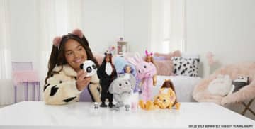 Barbie Doll Cutie Reveal Panda Plush Costume Doll With Pet, Color Change
