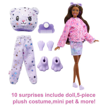 Barbie Doll Cutie Reveal Teddy Plush Costume Doll With Pet, Color Change