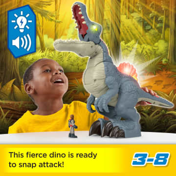 Imaginext Jurassic World Ultra Snap Spinosaurus Dinosaur Toy With Lights & Sounds, 2 Pieces