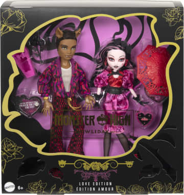 Monster High Draculaura And Clawd Wolf Collectible Dolls, Howliday Love Edition Two-Pack - Image 6 of 6