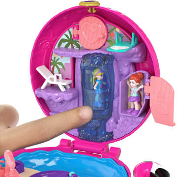 Polly Pocket Mini Toys, Compact Playset And 2 Dolls, Flamingo Floatie