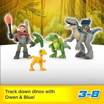 Imaginext Jurassic World Owen Grady & Blue, Track & Trail Dino Pack, 12-Piece Dinosaur Toys - Imagen 2 de 6