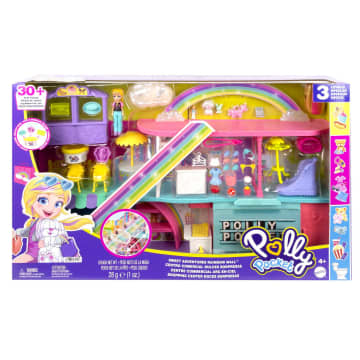 Polly Pocket Sweet Adventures Rainbow Mall, 3 Floors, 35+ Accessories, 4 & Up
