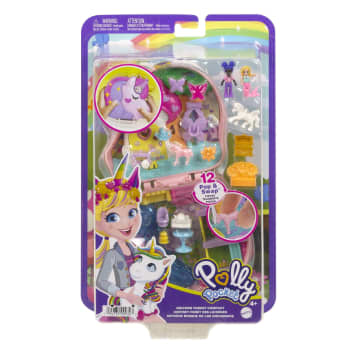 Polly Pocket Unicorn Forest Compact Playset With 2 Micro Dolls & 13 Accessories