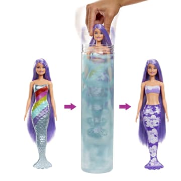 Barbie Doll, Color Reveal Rainbow Mermaid Series With Fin, Cuffs And Crown