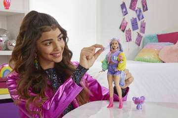 Barbie Extra Doll With Pet Koala, Wavy Lavender Hair, Butterfly Sweater Outfit And Accessories
