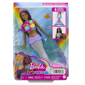 Mermaid Barbie Doll With Water-Activated Twinkle Light-Up Tail, Purple-Streaked Hair