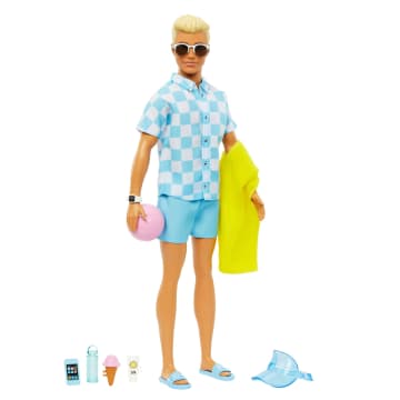 Barbie Ken Plage Poupée Blonde Short de Bain et Accessoires de Plage