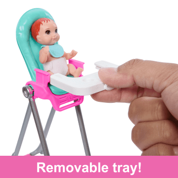 Barbie Skipper Babysitters inc & Playset, includes Doll, Baby, And Mealtime Accessories, 10 Piece Set