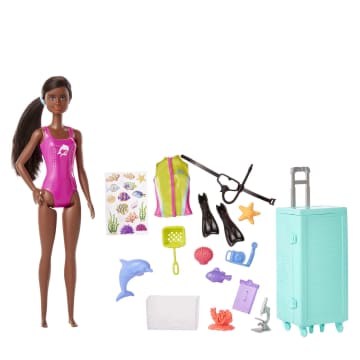 Barbie Marine Biologist Doll And Accessories, Mobile Lab Playset With Brunette Doll And 10+ Pieces