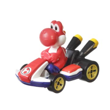 Hot Wheels Mario Kart Veículo de Brinquedo Kart Padrão Yoshi Vermelho - Image 4 of 5