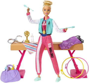 Barbie Career Gymnastics Playset With Doll, Balance Beam And 15 Accessories