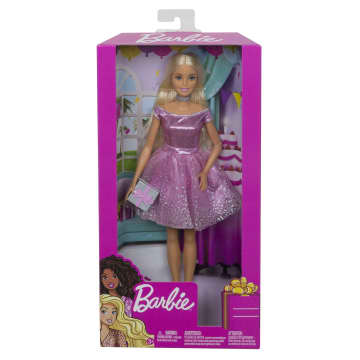 Barbie Happy Birthday Doll, Blonde, Wearing Sparkling Pink Party Dress With Present