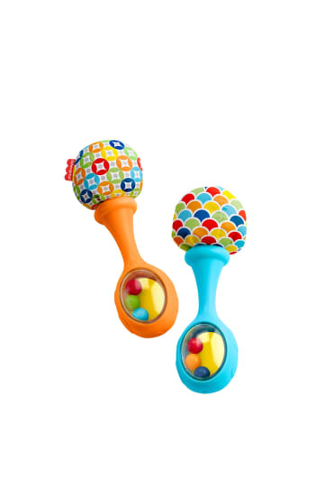 Fisher-Price Baby Rattle Maracas, Set Of 2 Newborn Toys, Rattle ‘n Rock Blue/Orange