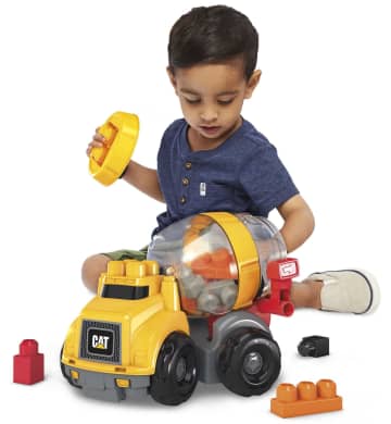 MEGA Bloks Cat Cement Mixer With Big Building Blocks, Buildng Toys For Toddlers (9 Pieces)