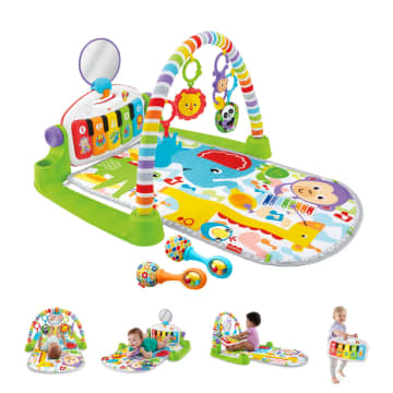 Fisher-Price Baby Gym With Kick & Play Piano Learning Toy And Newborn Rattle Maracas
