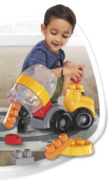 MEGA Bloks Cat Cement Mixer With Big Building Blocks, Buildng Toys For Toddlers (9 Pieces)