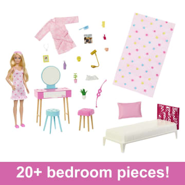 Barbie Doll And Bedroom Playset, Barbie Furniture With 20+ Pieces