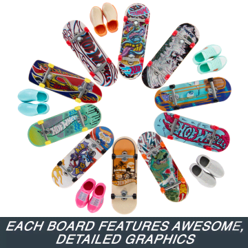 Hot Wheels Skate Fingerboards, Set Of 10 Finger Skateboards With 5 Pairs Of Removable Skate Shoes (20 Pieces Total)