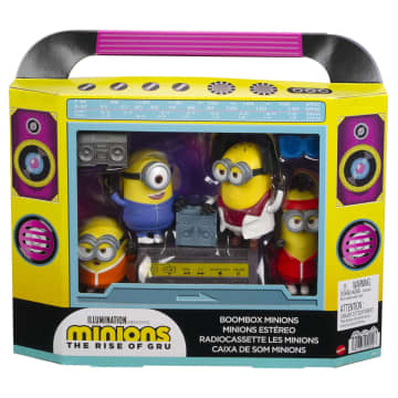 Minions Boombox Action Figures & Accessories Toy Set With Kevin, Stuart, Bob & Josh