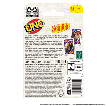 UNO Seinfeld Card Game For Kids, Adults & Family Night With Deck inspired By The TV Show