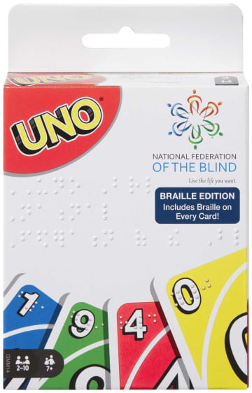 UNO Braille Family Card Game For Blind And Low Vision Players, Ages 7Y+