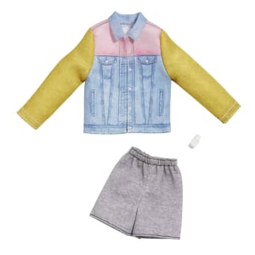 Barbie Fashions Pack: Ken Doll Clothes, Denim Jacket, Shorts, Watch, 3 & Up