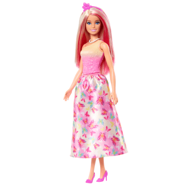 Poupée Barbie Royale Avec Cheveux Roses et Blonds, Jupe à Imprimé de Papillons et Accessoires - Imagem 4 de 6