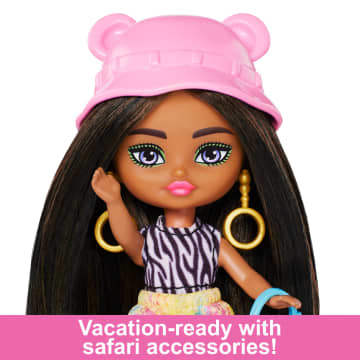 Barbie Extra Mini Minis Travel Doll With Safari Animal Print Fashion, Barbie Extra Fly - Imagen 4 de 6