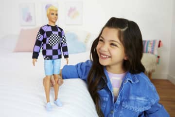 Barbie Ken Fashionistas Doll #191, Blonde, Checkered Sweater, Shorts, 3 To 8